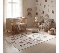 SIMPEX Tapis Enfant Alphabet Tapis Educatif pour Chambre d Enfant en Crème avec Motif Lettres taille 200x290 cm