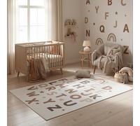 SIMPEX Tapis Enfant Alphabet Tapis Educatif pour Chambre d Enfant en Crème avec Motif Lettres Taille 200x290 cm Ideal pour Salle de Jeu et d Apprentissage Motif détaillé pour Jouer et Apprendre