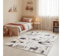 SIMPEX Tapis Enfant Forêt Animaux Tapis de Jeu pour Chambre d Enfant en Crème avec Motif Nature et Animaux Taille 140x200 cm pour Grandes Surfaces de Jeu Motif détaillé pour Jouer et Apprendre