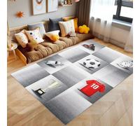 SIMPEX Tapis Enfant Gris 80x120 cm Design Football Moderne Antidérapant Lavable Facile Entretien Doux Antiallergique Chambre Garçon