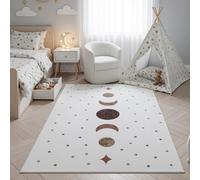 SIMPEX Tapis Enfant Phases de la Lune pour Chambre d Enfant en Crème avec Design Boho Taille 140x200 cm pour Grandes Surfaces de Jeu Motif détaillé Jouer et Apprendre Surface Douce