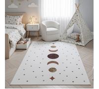 SIMPEX Tapis Enfant Phases de la Lune pour Chambre d Enfant en Crème avec Design Boho taille 80x150 cm petits espaces bébé et jeu