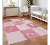 SIMPEX Tapis Enfant Rose 160x230 cm Design Princesse Moderne Antidérapant Lavable Facile Entretien Doux Antiallergique Chambre Fille