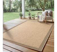 SIMPEX Tapis Extérieur 140x200 cm Résistant aux Intempéries Facile d'entretien Aspect Jute Naturel Design Bordure pour Salon Chambre Terrasse Balcon Jardin