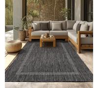SIMPEX Tapis Extérieur 160x230 cm Noir Design Bordure Tissage Plat Résistant aux Intempéries Lavable pour Salon Salle à Manger Terrasse