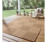 SIMPEX Tapis Extérieur 200x290 cm Résistant aux Intempéries Facile d'entretien Aspect Jute Naturel Design Carreaux pour Salon Chambre Terrasse Balcon Jardin