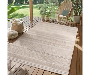 SIMPEX Tapis Extérieur Beige 140x200 cm Résistant aux Intempéries UV Facile d'entretien Design Scandinave Boho pour Cuisine Balcon Terrasse Jardin Salon
