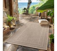 SIMPEX Tapis Extérieur Beige 80x250 cm Couloir Résistant aux Intempéries UV Facile d'entretien Uni avec Bordure pour Cuisine Balcon Terrasse Salon