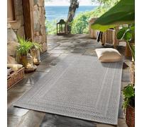 SIMPEX Tapis Extérieur Gris 80x150 cm Couloir Résistant aux Intempéries UV Facile d'entretien Uni avec Bordure pour Cuisine Balcon Terrasse Salon