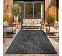SIMPEX Tapis Extérieur Noir 160x220 cm Balcon Terrasse Jardin Résistant aux intempéries UV résistant Grand Uni Tissage Plat Facile à Nettoyer Robuste Moderne
