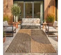 SIMPEX Tapis Extérieur Noir Effet Jute 160x220 cm Balcon Terrasse Jardin Résistant UV Grand Style Boho Tissage Plat