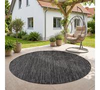 SIMPEX Tapis Extérieur Noir Rond 80 cm Balcon Terrasse Jardin Résistant aux intempéries UV résistant Petit Uni Tissage Plat Facile à Nettoyer Robuste Moderne