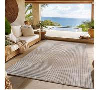 SIMPEX Tapis 160x230 cm Beige, Poils Courts Effet 3D Relief, Style Bohème Scandinave, pour Salon, Chambre, Cuisine ou Balcon