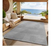 SIMPEX Tapis extérieur pour salon chambre Gris Doux et Lavable Adapté à lExtérieur Facile à Entretenir 140x200 cm.