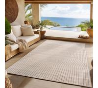 SIMPEX Tapis extérieur résistant à la Pluie pour Salon, Chambre, véranda - Poils Courts Beige, Effet Relief, Doux et Lavable, Adapté à l Extérieur, Facile à Entretenir, 240x340 cm