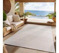 SIMPEX Tapis extérieur résistant à la Pluie pour Salon, Chambre, véranda - Poils Courts Crème, Effet Relief, Doux et Lavable, Adapté à l Extérieur, Facile à Entretenir, 160x230 cm