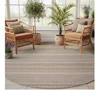 SIMPEX Tapis Extérieur Rond 120 cm Beige Tapis Balcon Terrasse Jardin Intérieur Extérieur Design Skandi Boho robuste