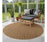 SIMPEX Tapis Extérieur Rond 120 cm Résistant aux Intempéries Facile d'entretien Aspect Jute Naturel Design Scandinave Boho pour Terrasse Balcon Salon