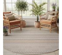 SIMPEX Tapis Extérieur Rond 160 cm Beige, Résistant aux Intempéries et aux UV, Tapis pour Terrasse Jardin Salon Intérieur Extérieur, Style Boho Scandinave Robuste Facile à Nettoyer