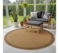 SIMPEX Tapis Extérieur Rond 160 cm Beige, Résistant aux Intempéries Facile d'entretien, Tapis Aspect Jute pour Terrasse Jardin Salon Salle à Manger Entretien Facile et Durable pour Un Usage Quotidien