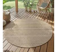 SIMPEX Tapis Extérieur Rond 160 cm Beige Résistant UV Robuste Facile d'entretien Style Scandinave Boho pour Terrasse Jardin Salon