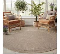 SIMPEX Tapis Extérieur Rond 160 cm Beige, Résistant aux Intempéries et aux UV, Tapis pour Terrasse Jardin Salon Intérieur Extérieur, Design Uni avec Bordure Robuste Facile à Nettoyer