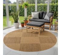 SIMPEX Tapis Extérieur Rond 200 cm Beige, Résistant aux Intempéries Facile d'entretien, Tapis Aspect Jute Naturel pour Jardin Terrasse Salon Salle à Manger Entretien Facile et Durable pour Un Usage