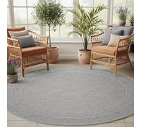 SIMPEX Tapis Extérieur Rond 200 cm Gris, Résistant aux Intempéries et aux UV, Tapis pour Jardin Terrasse Salon Salle à Manger Intérieur Extérieur, Uni avec Bordure Facile d'entretien