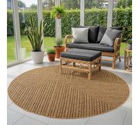 SIMPEX Tapis Extérieur Rond 80 cm Beige, résistant aux intempéries Facile d’Entretien, Tapis Aspect Jute pour Balcon Cuisine Entrée, Utilisable Intérieur Extérieur Entretien Facile et Durable pour Un
