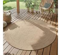 SIMPEX Tapis Extérieur Rond 80 cm Beige Résistant UV Facile d'entretien Uni avec Bordure pour Balcon Cuisine Intérieur Extérieur