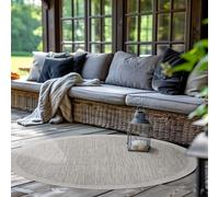 SIMPEX Tapis Extérieur Rond, pour Terrasse, Balcon et Jardin, Tapis de Cuisine Uni, Design Résistant aux Intempéries, Tissage Plat Effet Sisal, Tapis Lavable 200 cm Rond, Gris