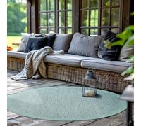 SIMPEX Tapis Extérieur Rond, pour Terrasse, Balcon et Jardin, Tapis de Cuisine Uni, Design Résistant aux Intempéries, Tissage Plat Effet Sisal, Tapis Lavable 160 cm Rond, Bleu