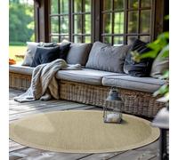 SIMPEX Tapis Extérieur Rond, pour Terrasse, Balcon et Jardin, Tapis de Cuisine Uni, Design Résistant aux Intempéries, Tissage Plat Effet Sisal, Tapis Lavable 120 cm Rond, Vert