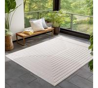 SIMPEX Tapis Indoor Outdoor résistant aux intempéries 140x200 cm, 3D Design bordée, Lavable, résistant aux intempéries, Couleur crème Naturelle, Salon, Chambre, Tapis de terrasse