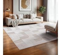 SIMPEX Tapis Indoor Outdoor résistant aux intempéries 160x230 cm, 3D Design scandinave, Lavable, résistant aux intempéries, Couleur crème Naturelle, Salon, Chambre, Tapis de terrasse