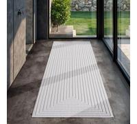 SIMPEX Tapis Indoor Outdoor résistant aux intempéries 80x250 cm, Design bordée, Lavable, résistant aux intempéries, Couleur crème Naturelle, Tapis Salon, terrasse, Tapis de Passage