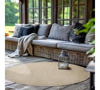 SIMPEX Tapis intérieur extérieur Rond 160 cm Beige Lavable imperméable Tissage Plat pour terrasse Jardin Salon Cuisine et Salle à Manger