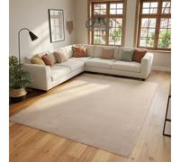 SIMPEX Tapis Lavable 140x200 cm Beige Moderne Uni Poils Courts Doux Antidérapant Lavable en Machine pour Salon Chambre Salle à Manger