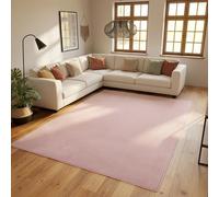 SIMPEX Tapis Lavable 140x200 cm Rose Moderne Uni Poils Courts Doux Antidérapant Lavable en Machine pour Salon Chambre Salle à Manger