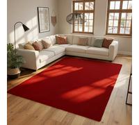 SIMPEX Tapis Lavable 200x290 cm Rouge Moderne Uni Poils Courts Doux Antidérapant Lavable en Machine pour Salon Chambre Salle à Manger