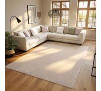 SIMPEX Tapis Lavable 240x340 cm Crème Moderne Uni Poils Courts Doux Antidérapant Lavable en Machine XL Grand pour Salon Chambre Salle à Manger