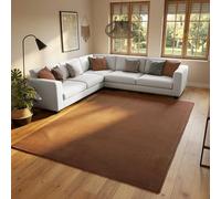 SIMPEX Tapis Lavable 240x340 cm Marron Moderne Uni Poils Courts Doux Antidérapant Lavable en Machine XL Grand pour Salon Chambre Salle à Manger