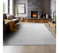 SIMPEX Tapis Lavable à Poils Courts 240x340 cm Argent Moderne