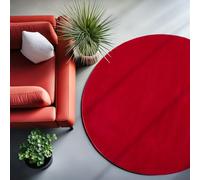 SIMPEX Tapis Lavable à Poils Courts Rond 160 cm Rouge