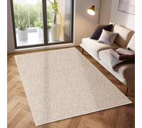 SIMPEX Tapis moderne à poils courts - Salon, chambre à coucher, cuisine, couloir - Design chiné, doux et facile d'entretien - Dos en jute - Crème - 160 x 230 cm