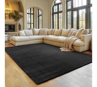 SIMPEX Tapis Noir 240x340 cm Tapis à Poils Courts Lavable, Doucement Antidérapant et Design Monochrome Moderne pour Salon, Chambre, Cuisine et Chambre d'enfant