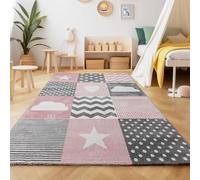 SIMPEX Tapis pour Enfants, Conception de Coeur et d'étoile, Tapis Rose, 120 x 170 cm, Tapis pour Enfants, Tapis Chambre d'enfant
