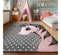 SIMPEX Tapis pour Enfants, Conception de Licorne, Tapis Rose, 120 cm Rond, Tapis pour Enfants, Tapis Chambre d'enfant