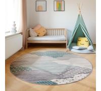 SIMPEX Tapis pour Enfants, Conception de Nuages, Tapis Bleu, 120 cm Rond, Tapis pour Enfants, Tapis Chambre d'enfant