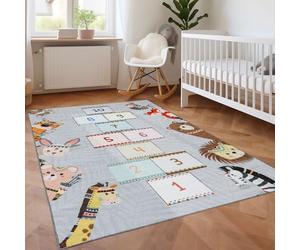 SIMPEX Tapis pour Enfants Jeu de Marelle, Gris, 80 x 120 cm, Chambre d'Enfant